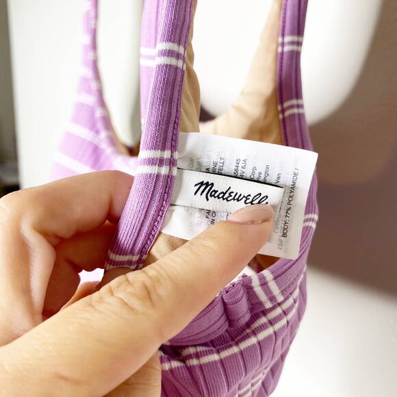 Madewell Playa Nantucket Purple Striped Bathing Suit Top Large - Picture 5 of 9